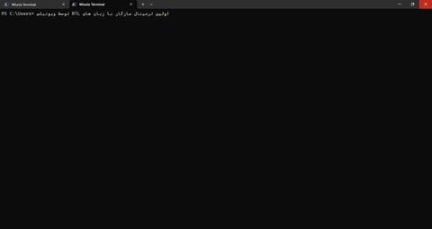 Wiunix Terminal displaying Persian and Latin text together in PowerShell